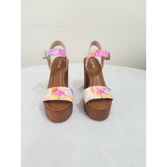 Gianni Bini Women's size 8 M Chunky High Heels Sandals Shoes Tie Dye 211 - Picture 2 of 6